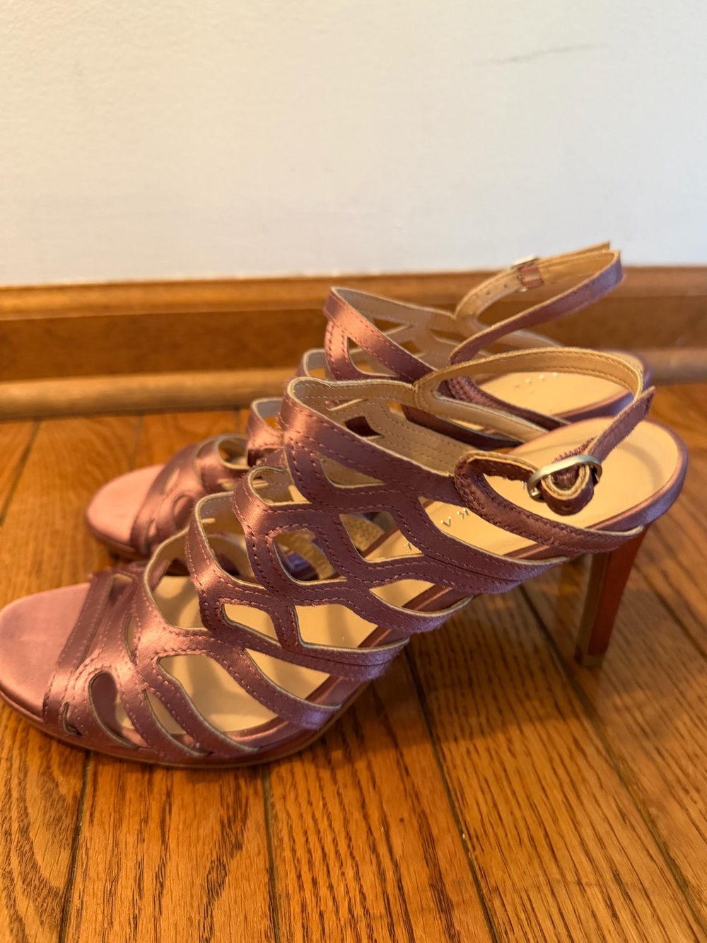 Metallic Pink Strappy High Heel Sandals size 8 never worn